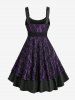 Robe trapèze grande taille à empiècements superposés en dentelle et fleurs roses avec ceinture amovible - Pourpre  4X | US 26-28