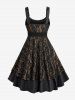 Robe trapèze grande taille à empiècements superposés en dentelle et fleurs roses avec ceinture amovible - Café profond 2X | US 18-20