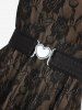 Robe trapèze grande taille à empiècements superposés en dentelle et fleurs roses avec ceinture amovible - Café profond 2X | US 18-20