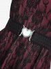 Robe trapèze grande taille à empiècements superposés en dentelle et fleurs roses avec ceinture amovible - Rouge foncé 3X | US 22-24