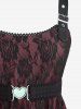 Robe trapèze grande taille à empiècements superposés en dentelle et fleurs roses avec ceinture amovible - Rouge foncé 3X | US 22-24