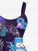 Robe débardeur grande taille à imprimé sous-marin tropical, feuilles d'hibiscus et fleurs de dessin animé, style hawaïen - Concorde M
