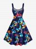 Plus Size Colorful Ombre Flower Print Hawaii A Line Tank Dress -  