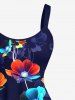 Robe débardeur hawaïenne trapèze grande taille à imprimé floral ombré coloré - Bleu profond 3X