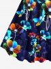 Robe débardeur hawaïenne trapèze grande taille à imprimé floral ombré coloré - Bleu profond 3X