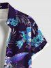 Plus Size Submarine Tropical Leaf Hibiscus Flower Cartoon Juice Print Hawaii Button Pocket Shirt For Men -  