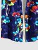 Chemise hawaïenne à imprimé floral ombré coloré grande taille avec poches boutonnées pour homme - Bleu profond XL