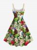 Robe hawaïenne grande taille à imprimé feuilles tropicales, hibiscus, fleurs, gorilles, dinosaures, drapeau américain patriotique, ballons - Vert XXS