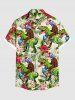 T-shirt hawaïen grande taille pour homme, imprimé feuilles tropicales, hibiscus, gorilles, dinosaures, drapeau américain patriotique, ballons - Vert 4XL