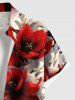 Chemise hawaïenne à boutons et poches, imprimé floral bicolore, grande taille, pour homme - Noir XL