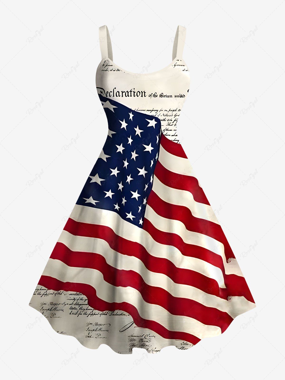 Shop Plus Size Patriotic American Flag Newspaper Print Tank Dress  