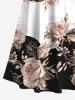 Rose Flowers Colorblock Print Plus Size Matching Hawaii Beach Outfit For Couples -  