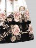 Rose Flowers Colorblock Print Plus Size Matching Hawaii Beach Outfit For Couples -  