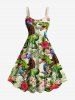 Tenue de plage hawaïenne assortie grande taille, motif feuilles tropicales, hibiscus, gorilles, dinosaures, drapeau américain patriotique, pour couples - Vert 