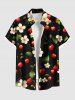Ensemble chemise et barboteuse hawaïennes assorties, grande taille, tenue de plage à imprimé fleurs et feuilles de cerisier pour couples - Noir 