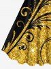 Floral Colorblock Sparkling Sequin 3D Print Plus Size Matching Hawaii Beach Outfit For Couples -  