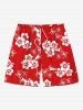 Tenue de plage hawaïenne assortie grande taille, imprimé bicolore, motif cocotier et fleur d'hibiscus, pour couples - Rouge 