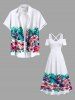 Tropical Leaf Flowers Print Plus Size Matching Hawaii Beach Outfit For Couples -  