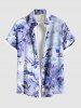 Ensemble chemise et barboteuse hawaïennes assorties, grande taille, tenue de plage, imprimé feuilles tropicales et hibiscus, pour couples - Pourpre  