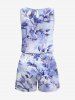 Ensemble chemise et barboteuse hawaïennes assorties, grande taille, tenue de plage, imprimé feuilles tropicales et hibiscus, pour couples - Pourpre  