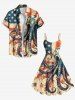 Distressed Octopus Patriotic American Flag Print Plus Size Matching Hawaii Beach Outfit For Couples -  