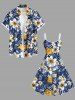 Plus Size Tropical Leaves Hibiscus Floral Print Hawaii A Line Tank Dress -  