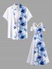 Plus Size Flowers Leaf Print Cold Shoulder Crisscross Hawaii Maxi Dress -  