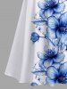 Plus Size Flowers Leaf Print Cold Shoulder Crisscross Hawaii Maxi Dress -  