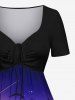 Plus Size Coconut Tree Sun Galaxy Ombre Print Cinched Hawaii Dress -  