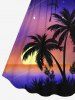 Plus Size Coconut Tree Sun Galaxy Ombre Print Cinched Hawaii Dress -  