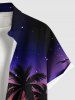 Plus Size Coconut Tree Sun Galaxy Ombre Print Buttons Pocket Hawaii Shirt For Men -  