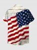 Chemise grande taille à boutons et poches, imprimé journal, drapeau américain patriotique, pour homme - Blanc XL