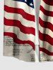 Plus Size Patriotic American Flag Newspaper Print Buttons Pocket Shirt For Men -  