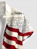 Chemise grande taille à boutons et poches, imprimé journal, drapeau américain patriotique, pour homme - Blanc 5XL