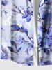 Chemise hawaïenne grande taille à imprimé fleurs et feuilles, avec poches et boutons, pour homme - Bleu L
