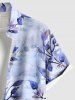 Plus Size Flowers Leaf Print Buttons Pocket Hawaii Shirt For Men -  