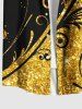 Chemise hawaïenne grande taille à imprimé floral et paillettes scintillantes, boutons et poches, pour homme - Noir S