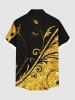 Chemise hawaïenne grande taille à imprimé floral et paillettes scintillantes, boutons et poches, pour homme - Noir 3XL