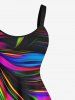 Plus Size Colorful Ocean Currents Print Hawaii Tank Dress -  