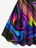 Plus Size Colorful Ocean Currents Print Hawaii Tank Dress -  