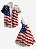Plus Size Patriotic American Flag Newspaper Print Tank Dress -  