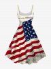Plus Size Patriotic American Flag Newspaper Print Tank Dress -  