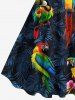 Plus Size Tropical Leaf Colorful Parrot Print Hawaii Tank Dress -  