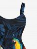 Plus Size Tropical Leaf Colorful Parrot Print Hawaii Tank Dress -  