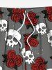 Plus Size Skull Rose Flower Print Hawaii Drawstring Beach Shorts For Men -  