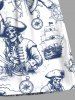 Plus Size Skull Pirate Ship Rudder Cruise Print Hawaii Beach Shorts For Men -  