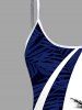 Plus Size Coconut Tree Tropical Leaf Colorblock Print Boyleg Tankini Swimsuit -  