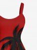 Plus Size Dip Dye Ombre Coconut Tree Print Hawaii A Line Tank Dress -  