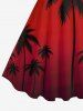 Plus Size Dip Dye Ombre Coconut Tree Print Hawaii A Line Tank Dress -  