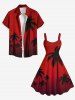 Plus Size Dip Dye Ombre Coconut Tree Print Hawaii A Line Tank Dress -  